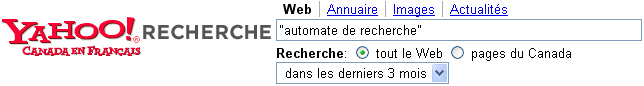 Case de recherche Date de Yahoo!